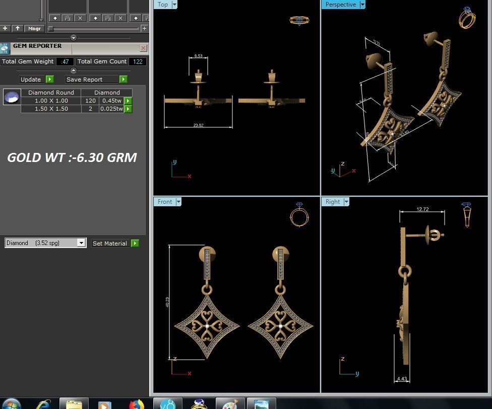 Women drop earrings 3dm render detail 3D print model_4