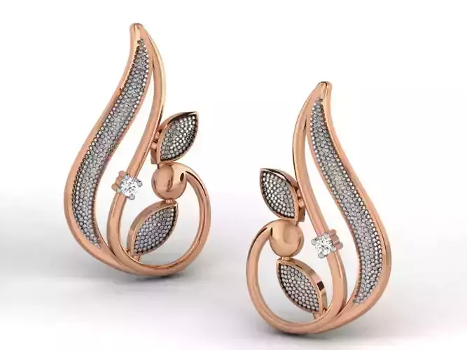 Women studs earrings 3dm render detail