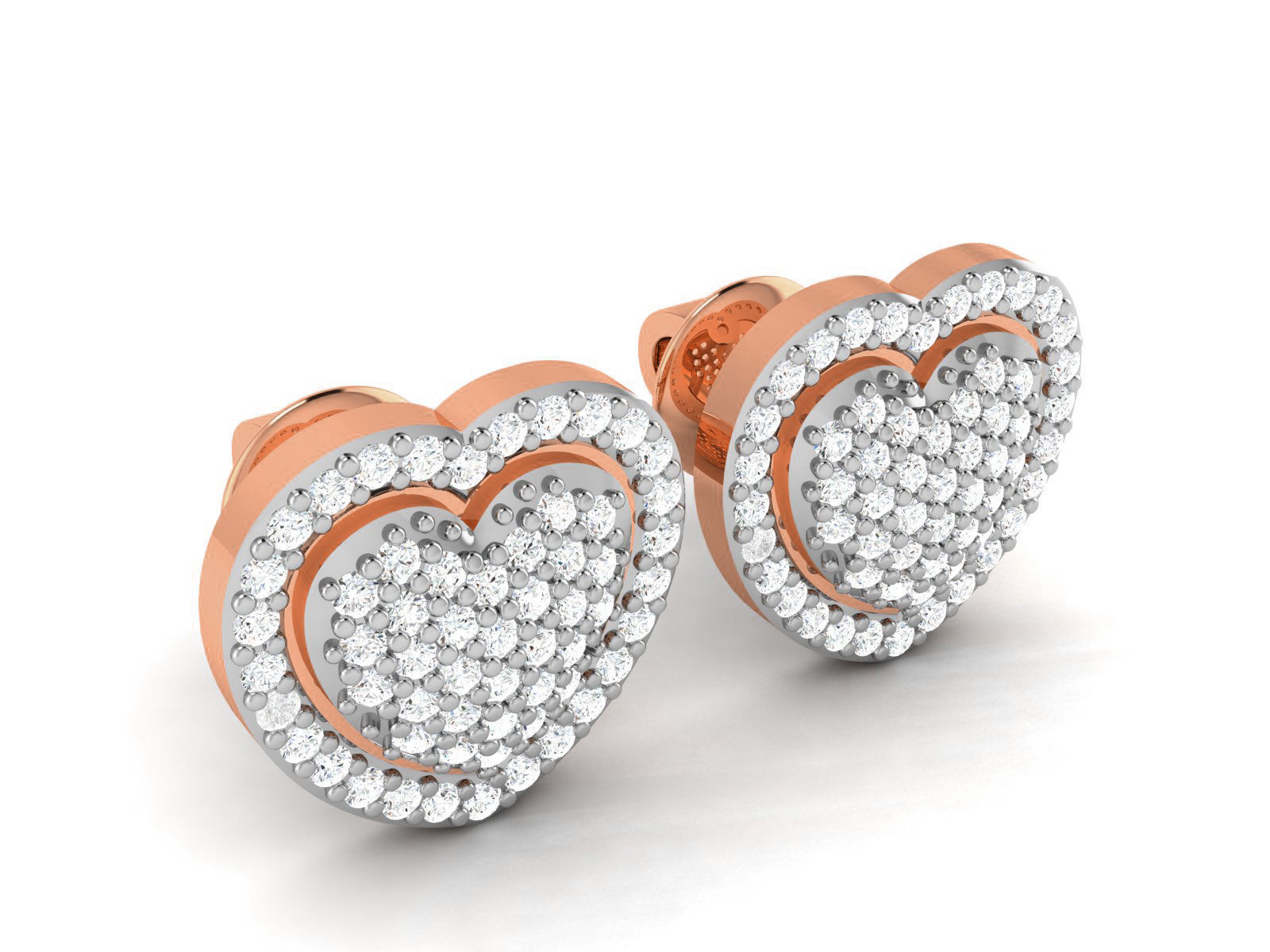 Women heart studs earrings 3dm render detail 3D print model_1