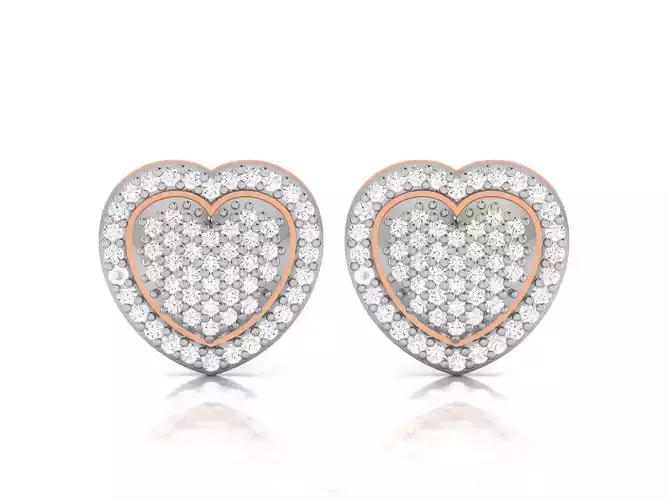 Women heart studs earrings 3dm render detail 3D print model