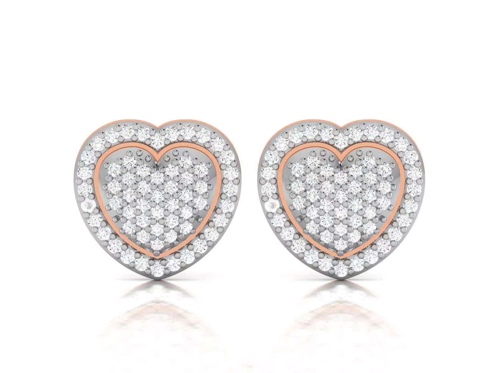 Women heart studs earrings 3dm render detail 3D print model_0