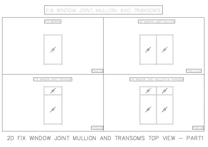 2D FIX WINDOW JOINT MULLION AND TRANSOMS TOP VIEW 3D model