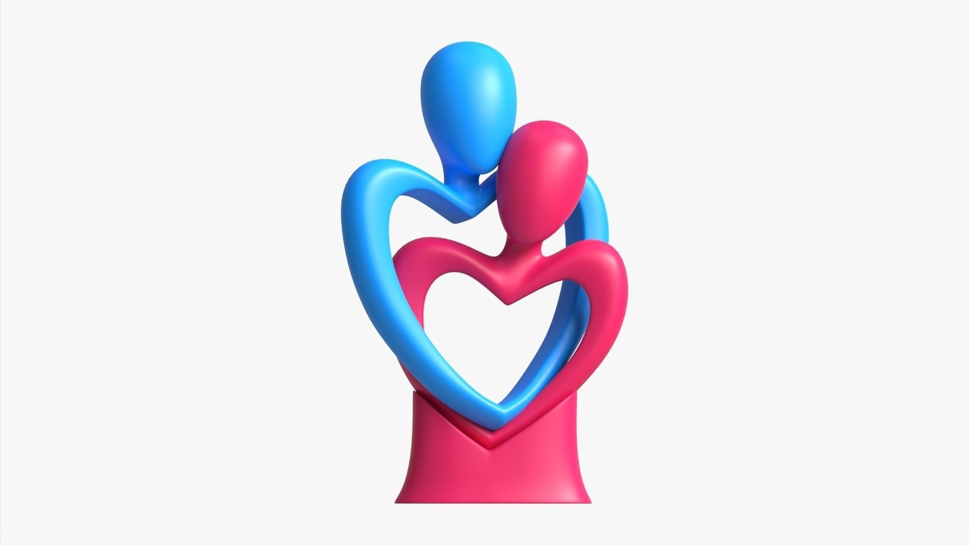 Abstract Ceramic Lovers Figurine Hugging 3D model_4