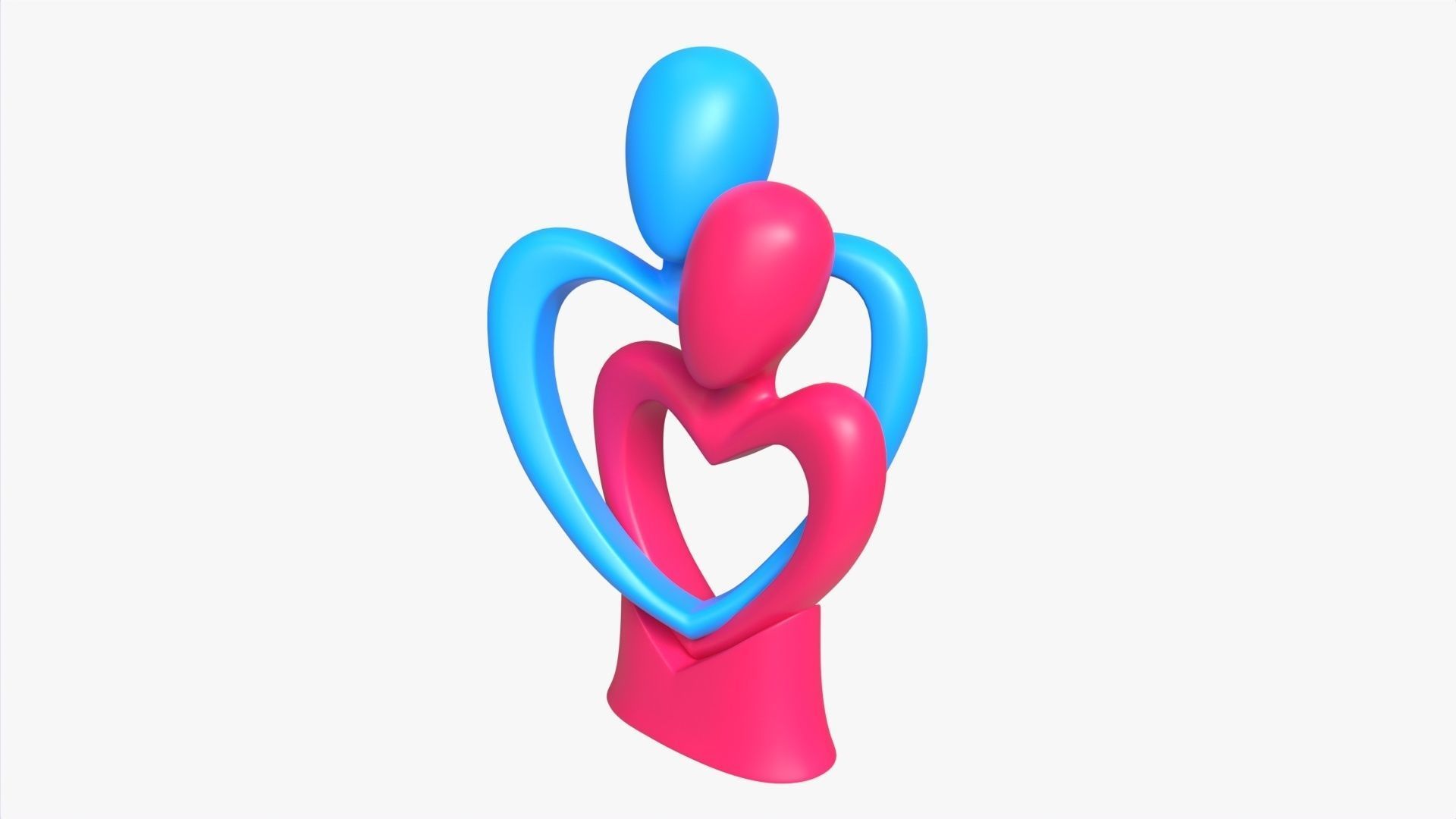 Abstract Ceramic Lovers Figurine Hugging 3D model_1