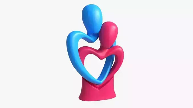 Abstract Ceramic Lovers Figurine Hugging 3D model
