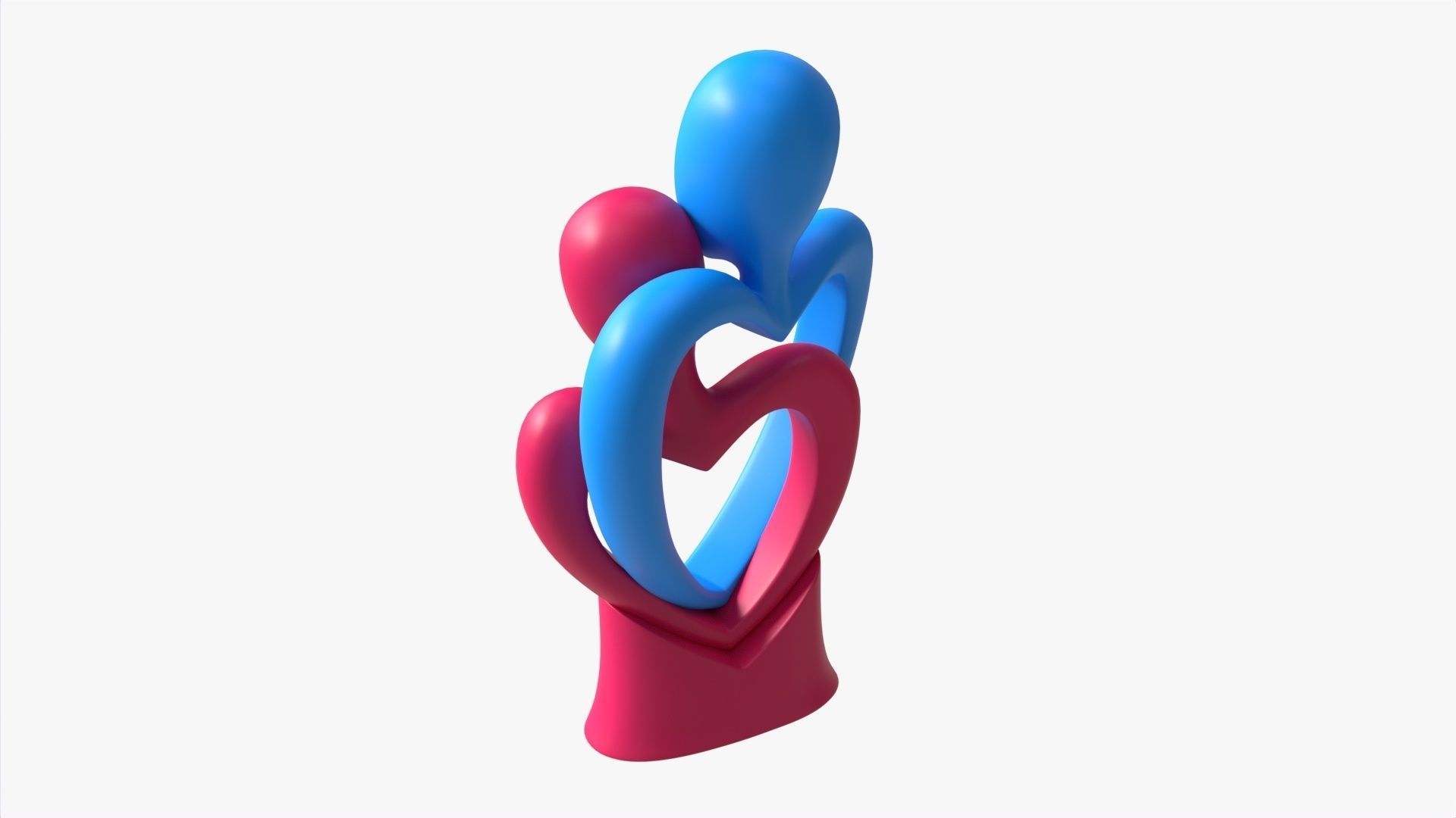 Abstract Ceramic Lovers Figurine Hugging 3D model_2