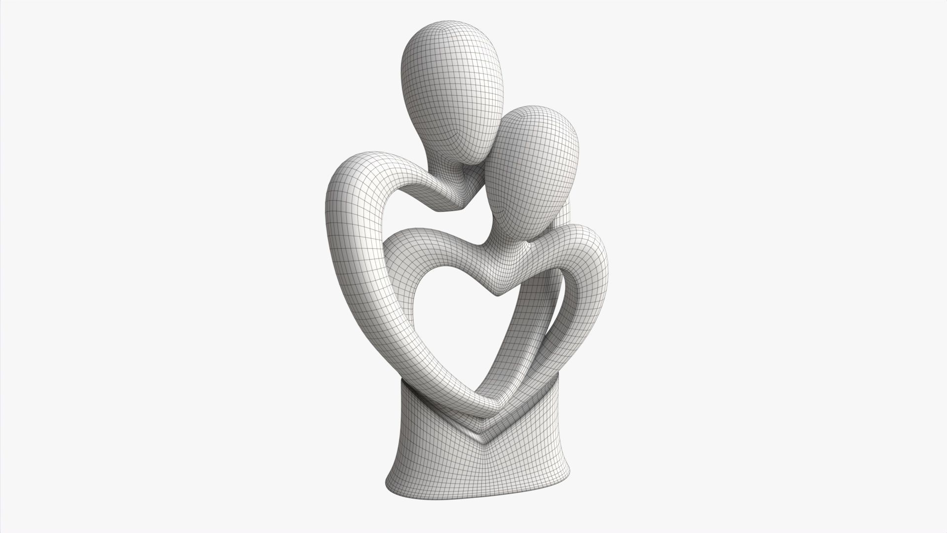 Abstract Ceramic Lovers Figurine Hugging 3D model_6