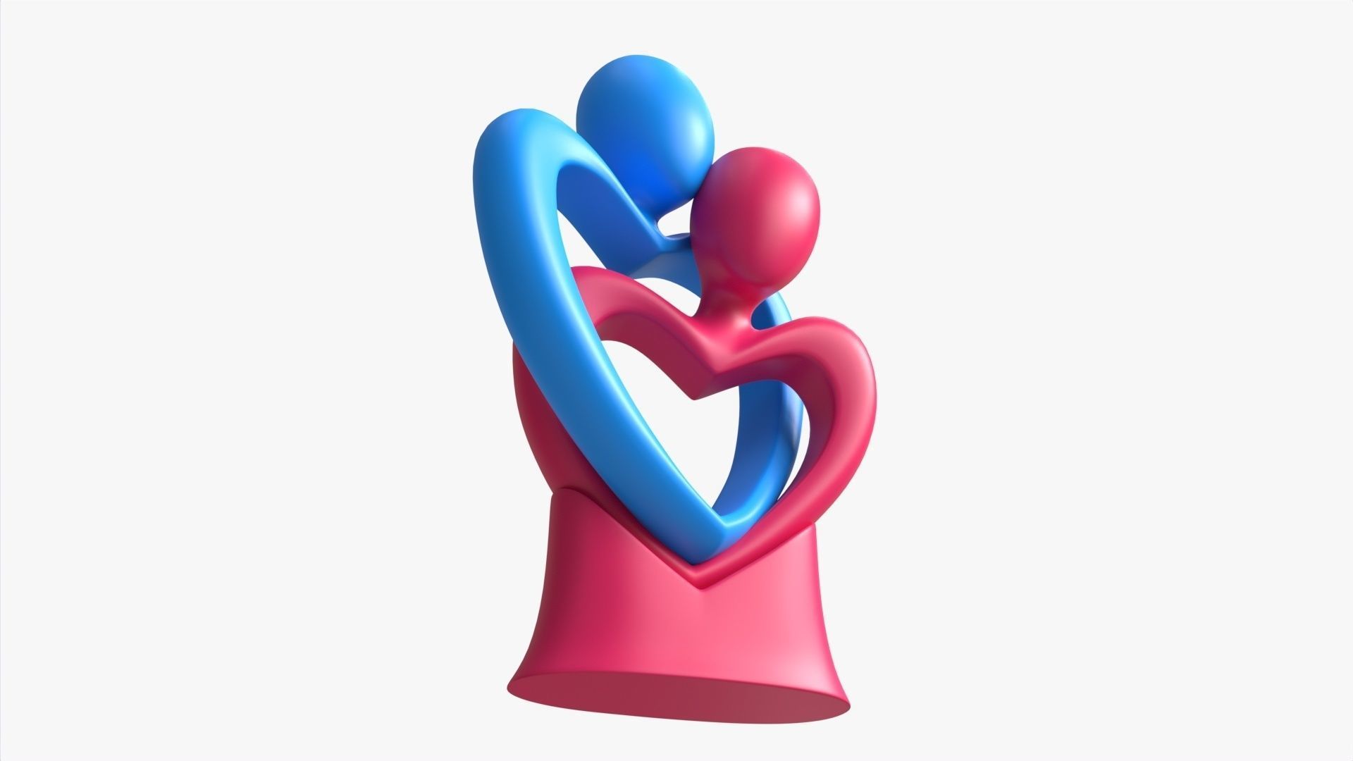Abstract Ceramic Lovers Figurine Hugging 3D model_3
