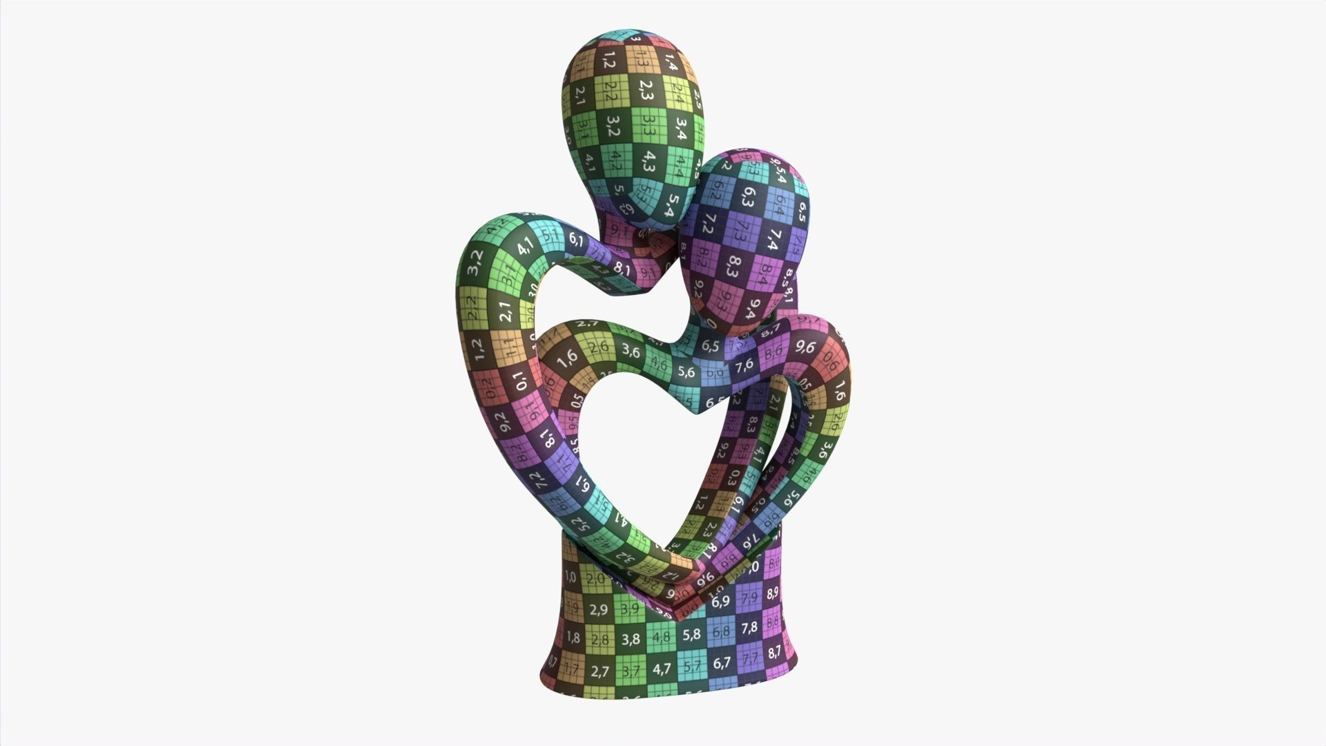 Abstract Ceramic Lovers Figurine Hugging 3D model_7