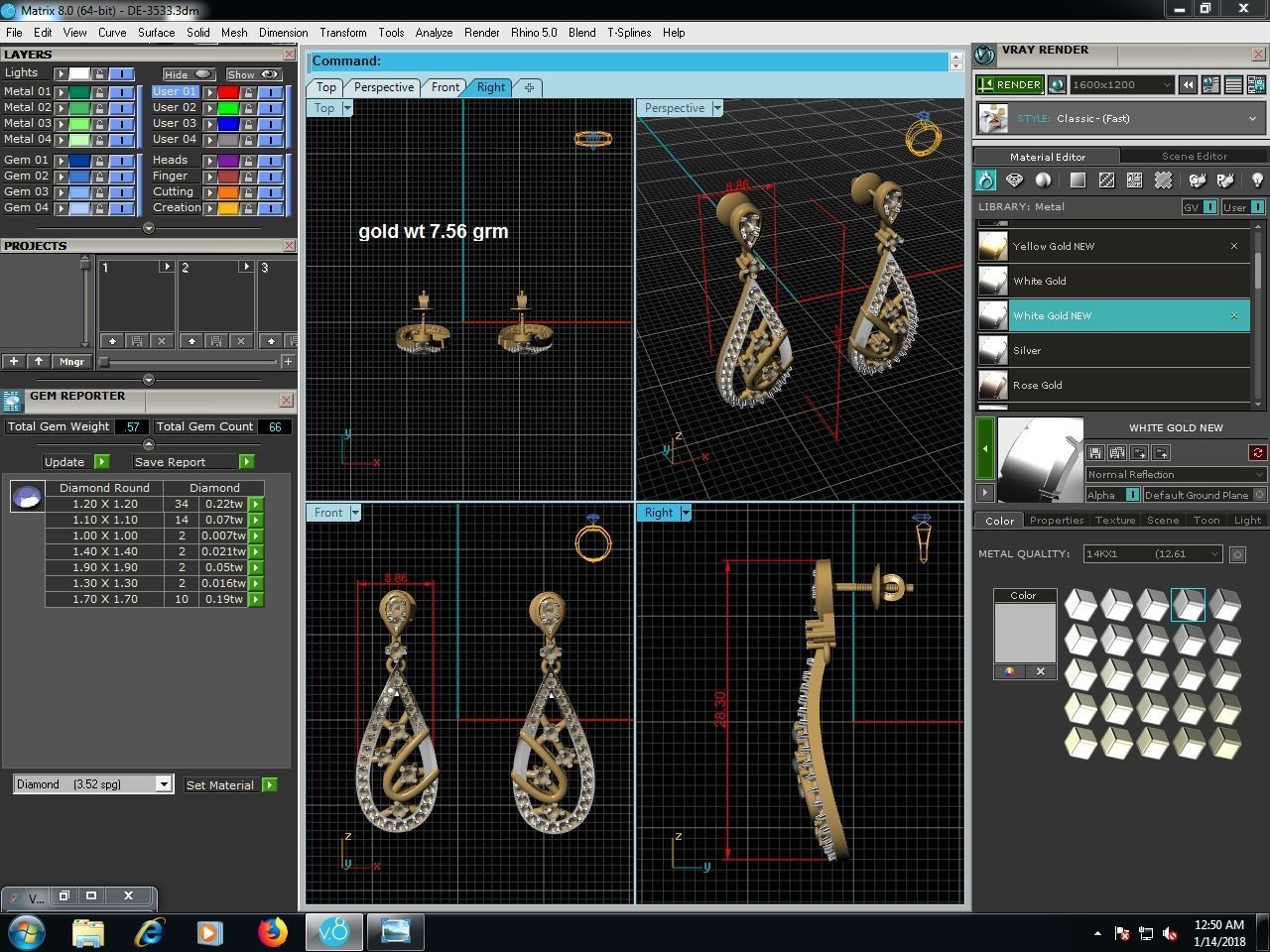 Women drop earrings 3dm render detail 3D print model_1