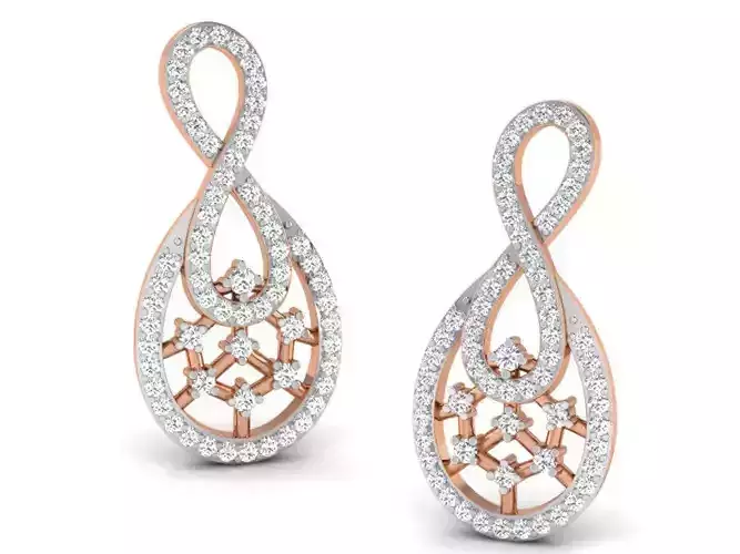 Women studs earrings 3dm render detail