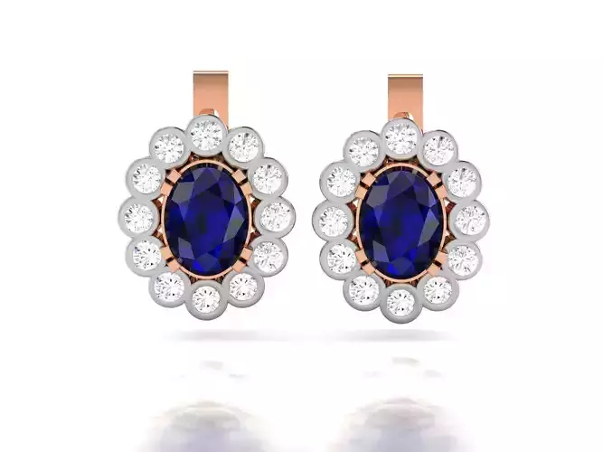 Women solitaire earrings 3dm render detail