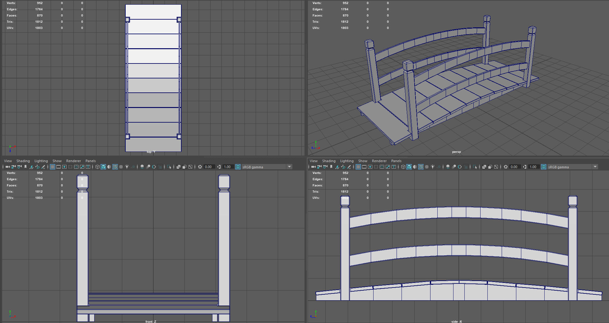 Garden Bridge Low-poly 3D model_9