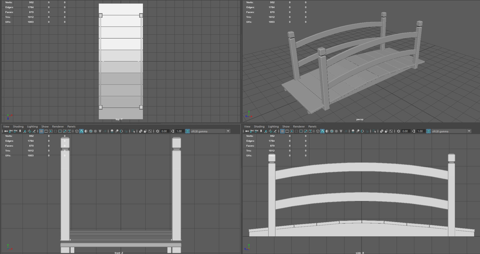 Garden Bridge Low-poly 3D model_8