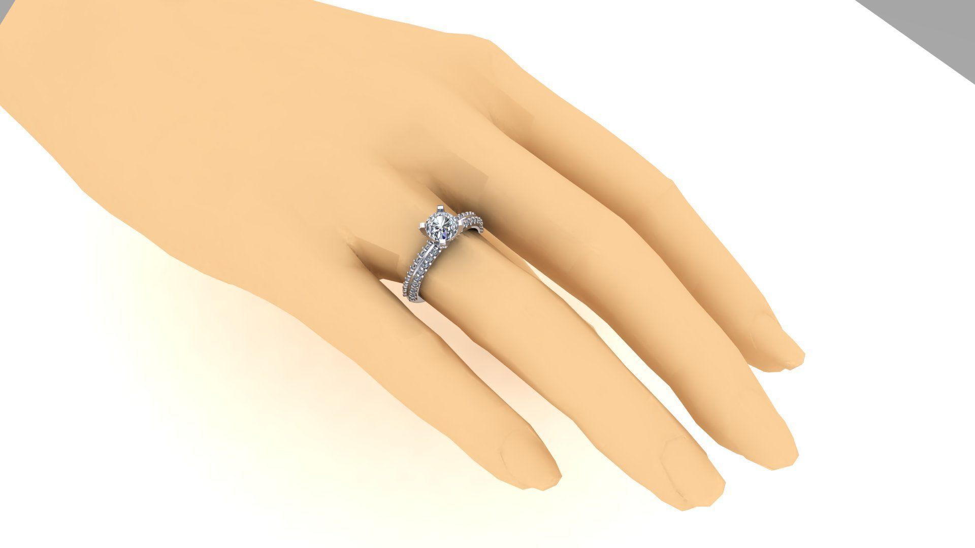 Solitario solitaire diamond engagement ring 3D print model_2