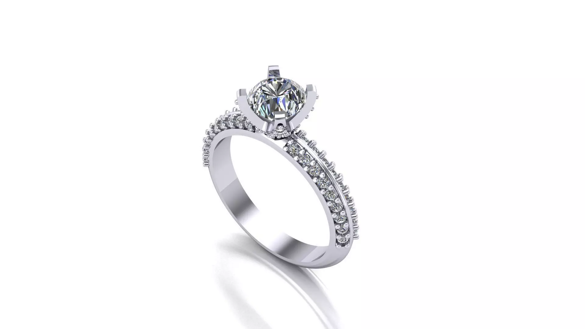 Solitario solitaire diamond engagement ring 3D print model_0