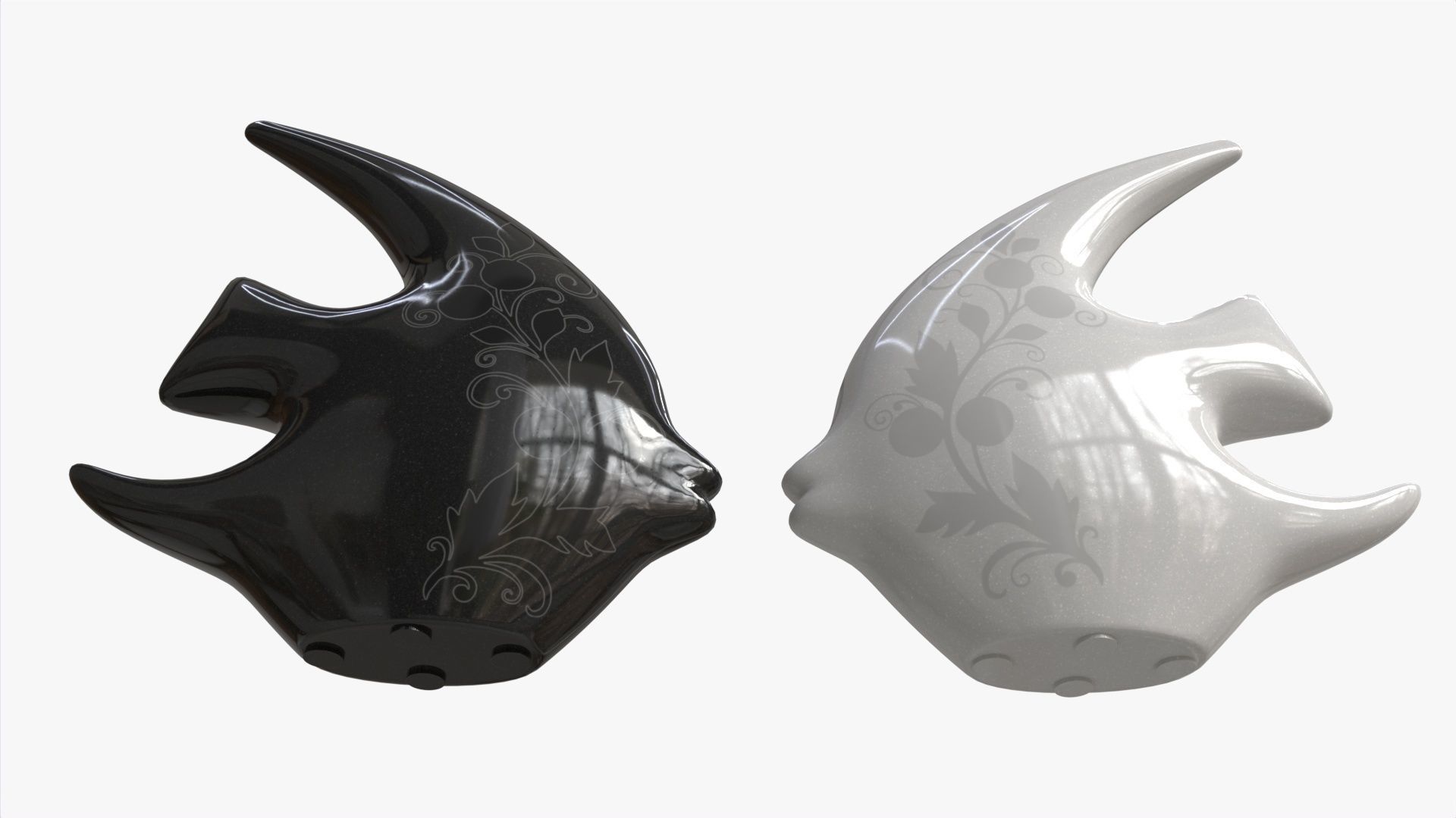 Abstract Fish Ceramic Figurine Set 03 3D model_4