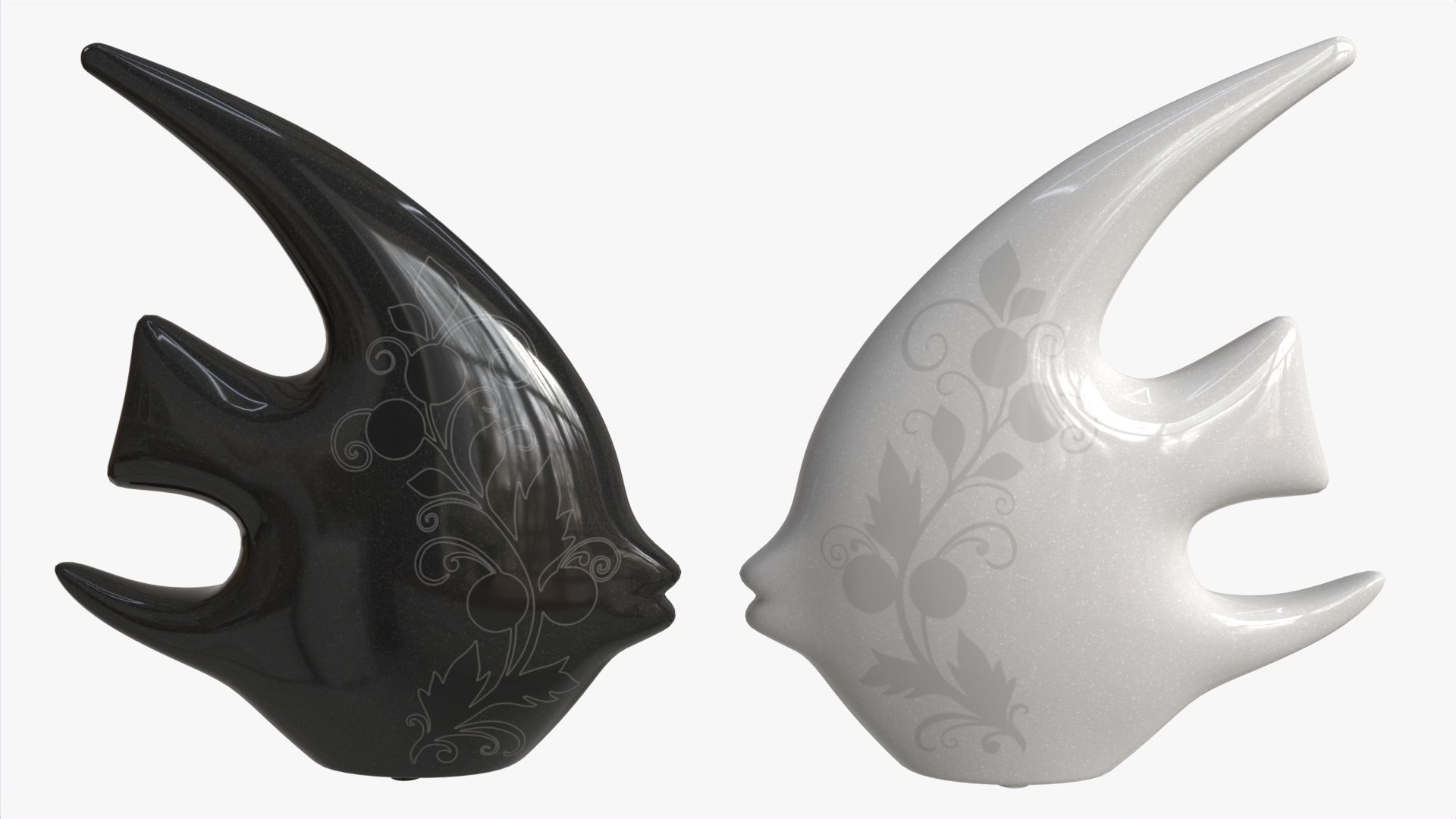 Abstract Fish Ceramic Figurine Set 03 3D model_1