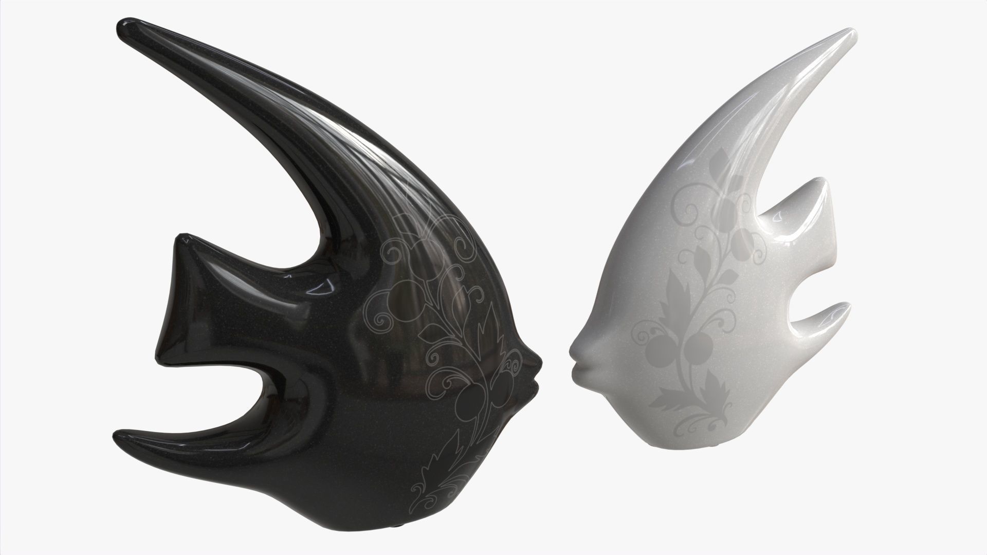 Abstract Fish Ceramic Figurine Set 03 3D model_2