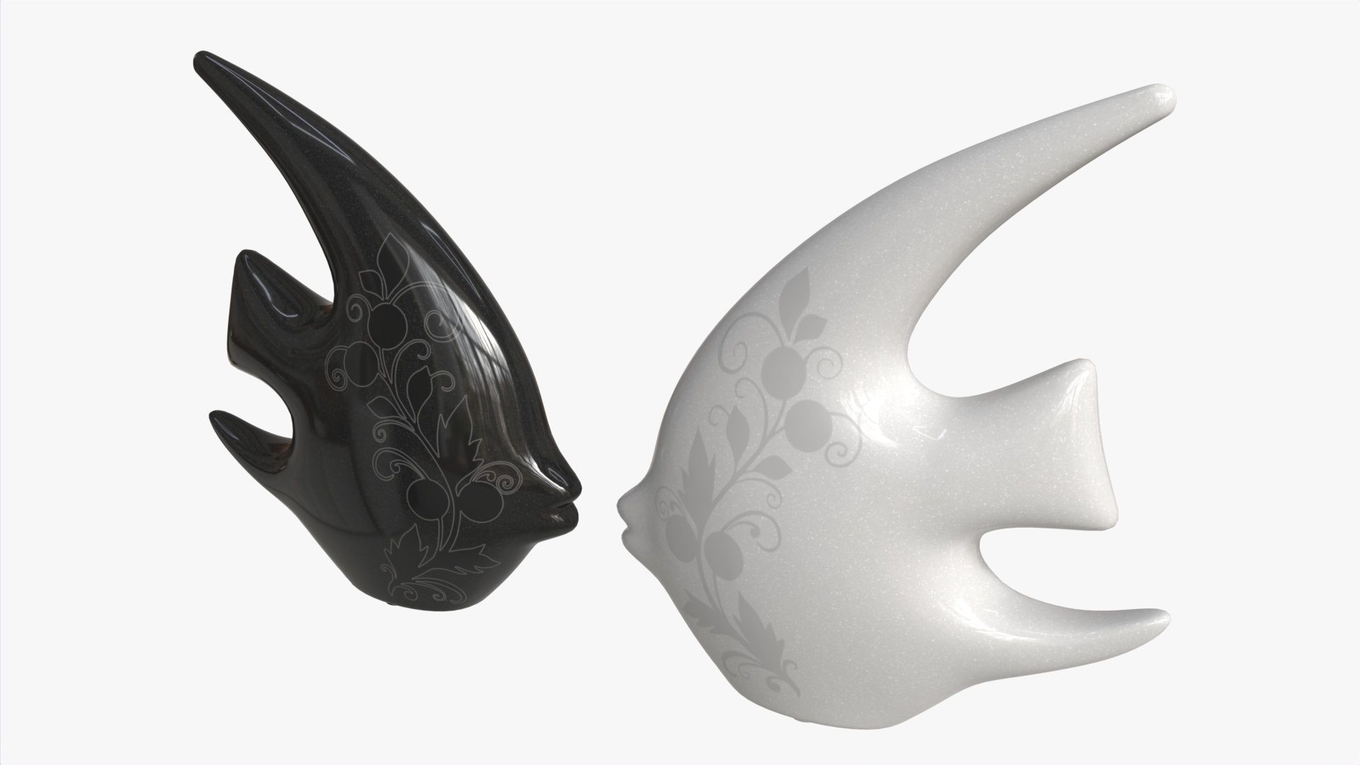 Abstract Fish Ceramic Figurine Set 03 3D model_3