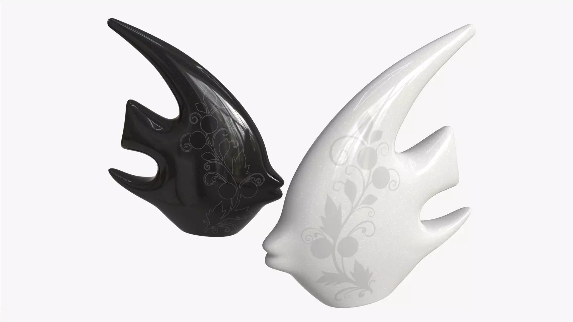 Abstract Fish Ceramic Figurine Set 03 3D model_0