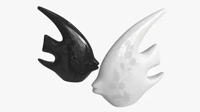 Abstract Fish Ceramic Figurine Set 03