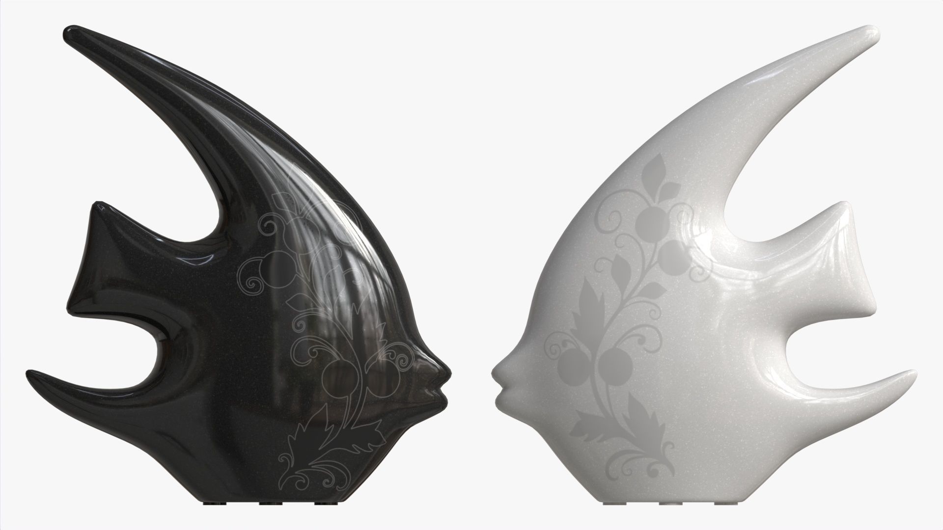 Abstract Fish Ceramic Figurine Set 03 3D model_5