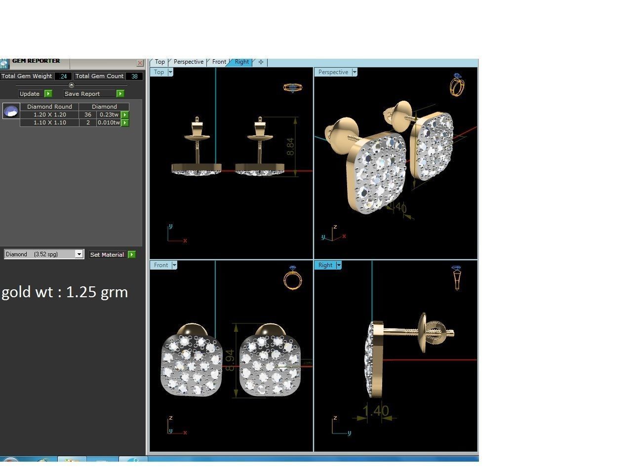 Women studs earrings 3dm render detail 3D print model_2