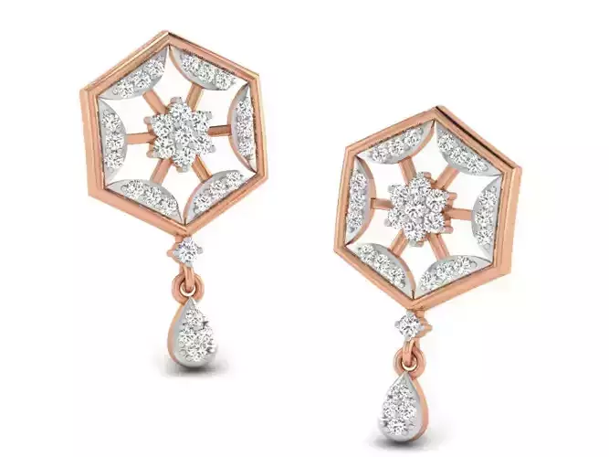 Women drop earrings 3dm render detail