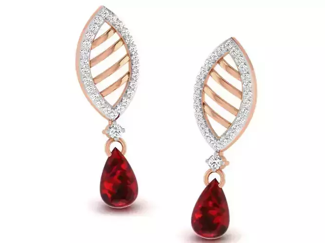 Women drop earrings 3dm render detail