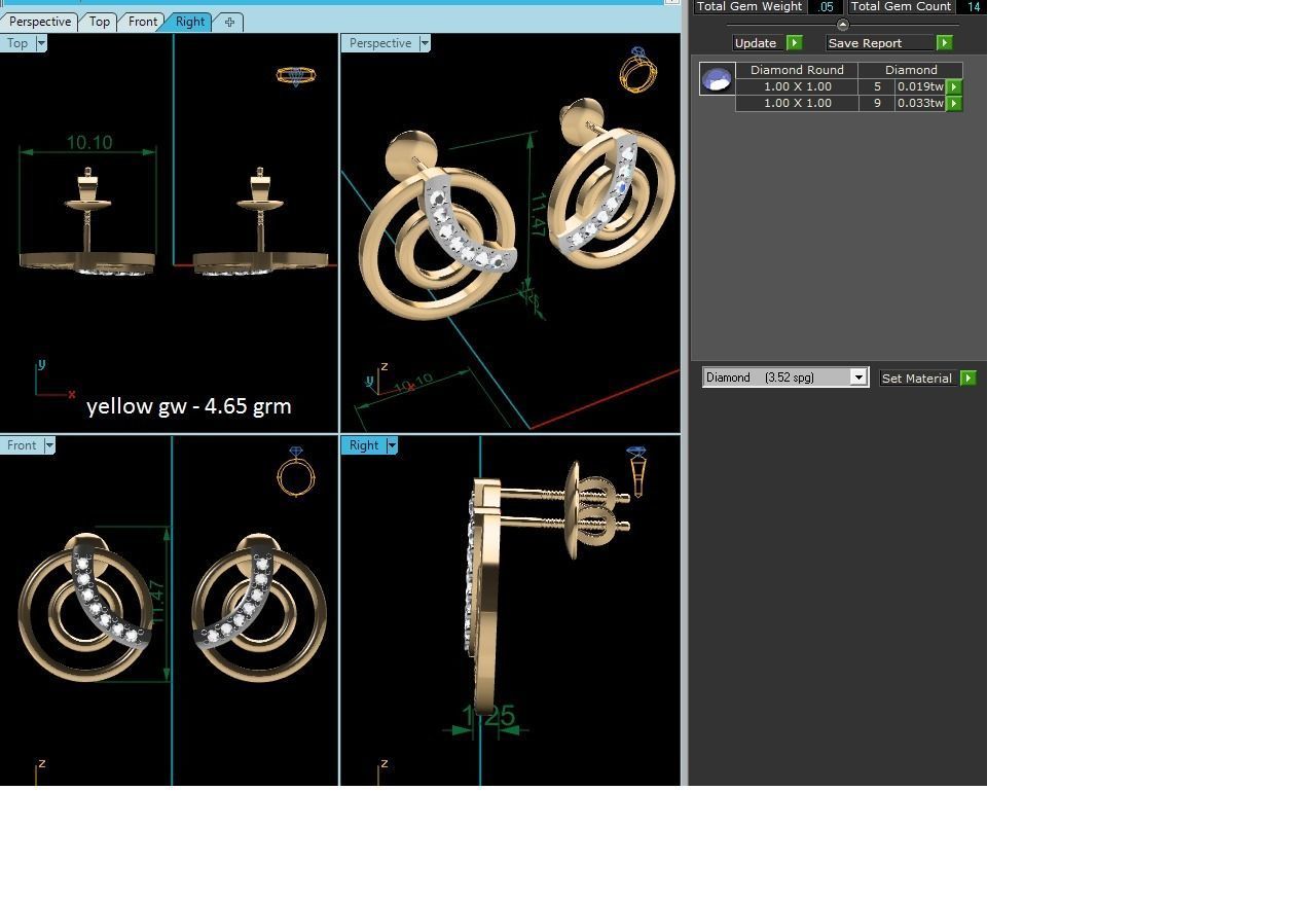 Women studs earrings 3dm render detail 3D print model_1