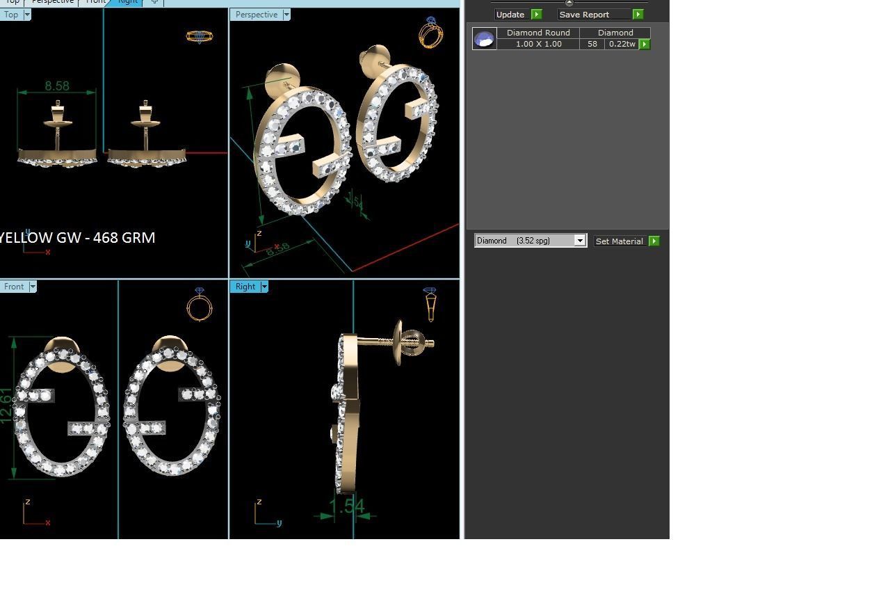 Women studs earrings 3dm render detail 3D print model_3