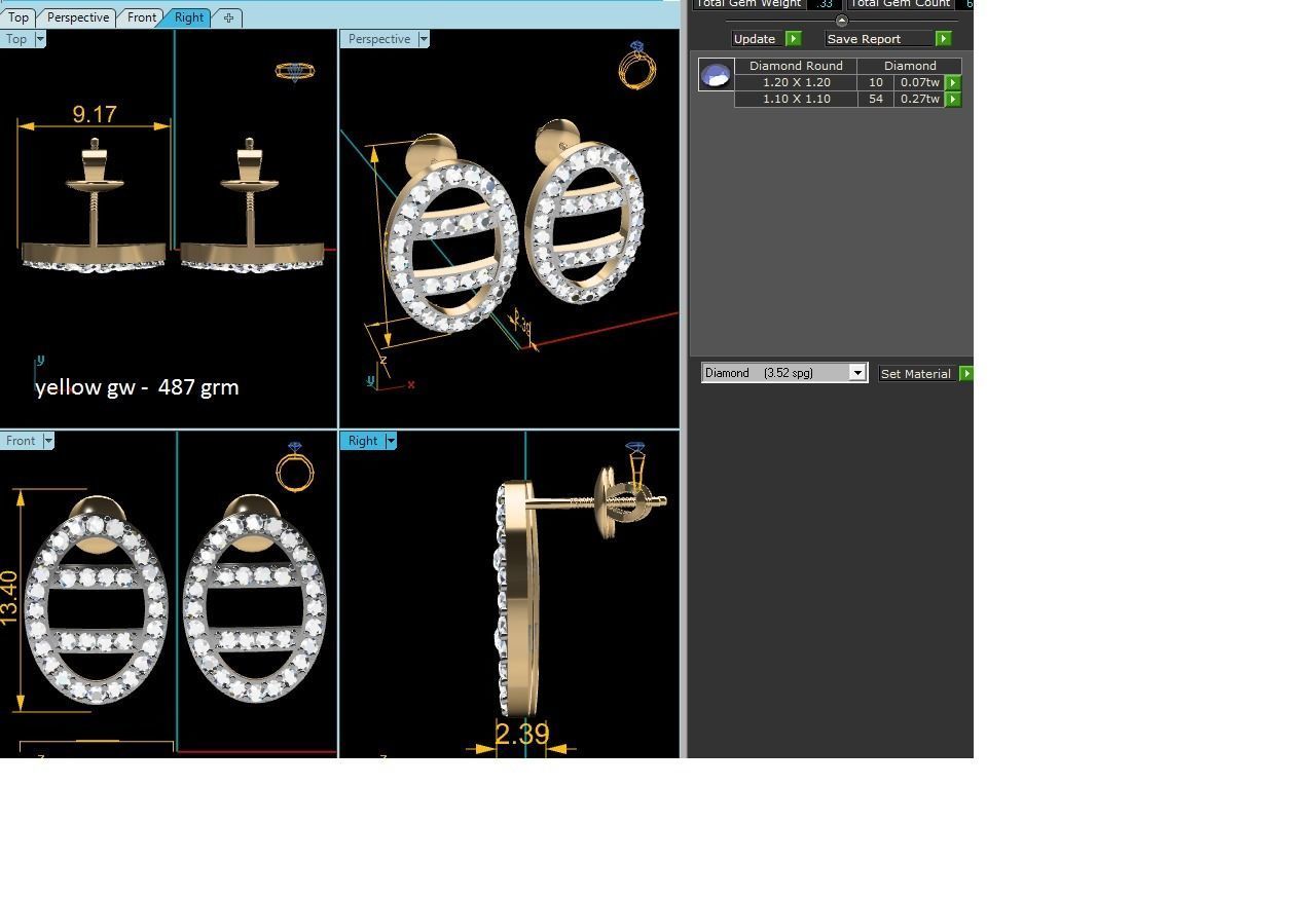 Women studs earrings 3dm render detail 3D print model_1