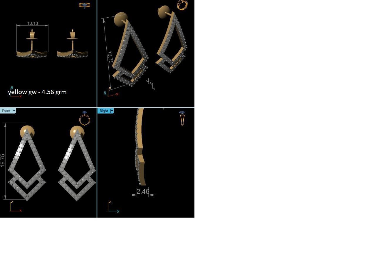 Women studs earrings 3dm render detail 3D print model_3