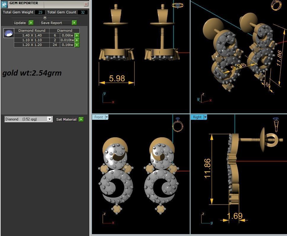 Women studs earrings 3dm render detail 3D print model_1