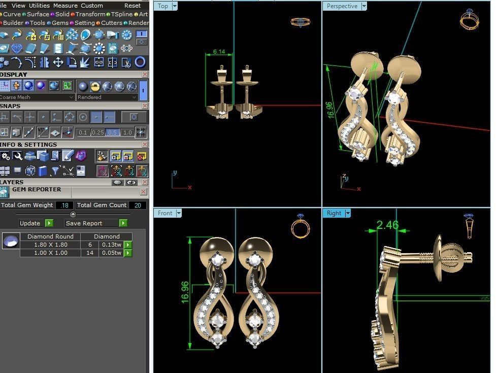 Women studs earrings 3dm render detail 3D print model_3