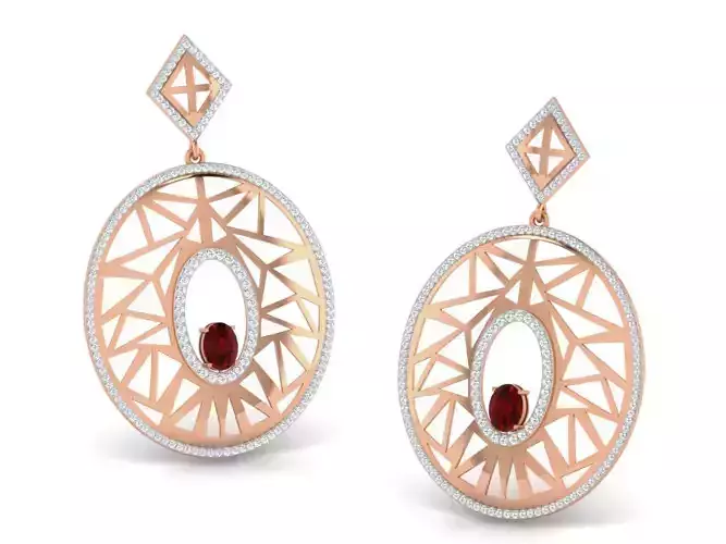 Women drop earrings 3dm render detail