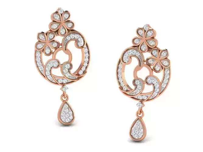 Women drop earrings 3dm render detail