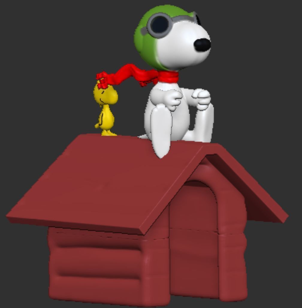 snoopy aviator and woodstock 3D print model_1