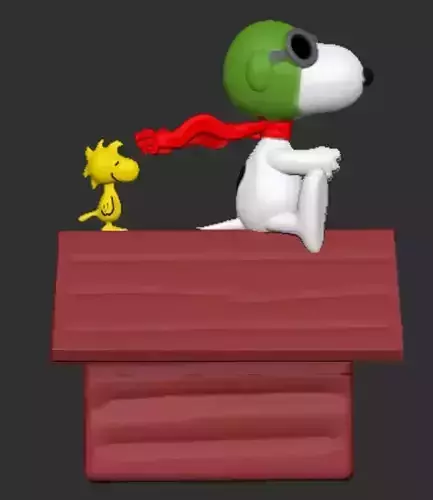 snoopy aviator and woodstock 3D print model