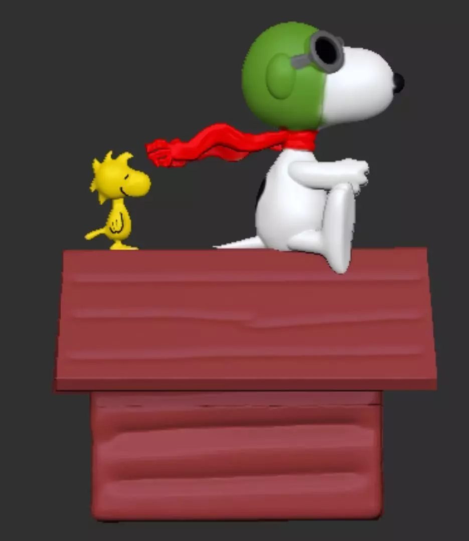 snoopy aviator and woodstock 3D print model_0