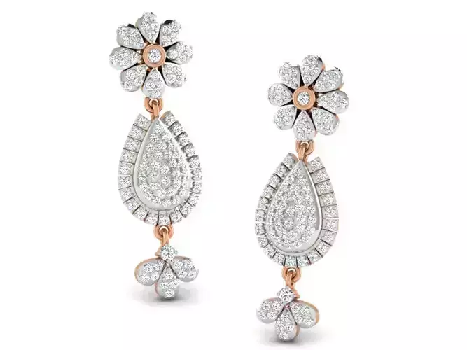 Women drop earrings 3dm render detail