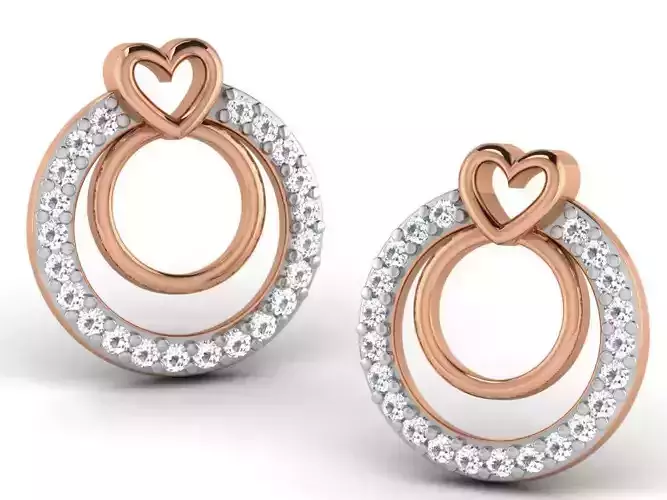 Women studs earrings 3dm render detail