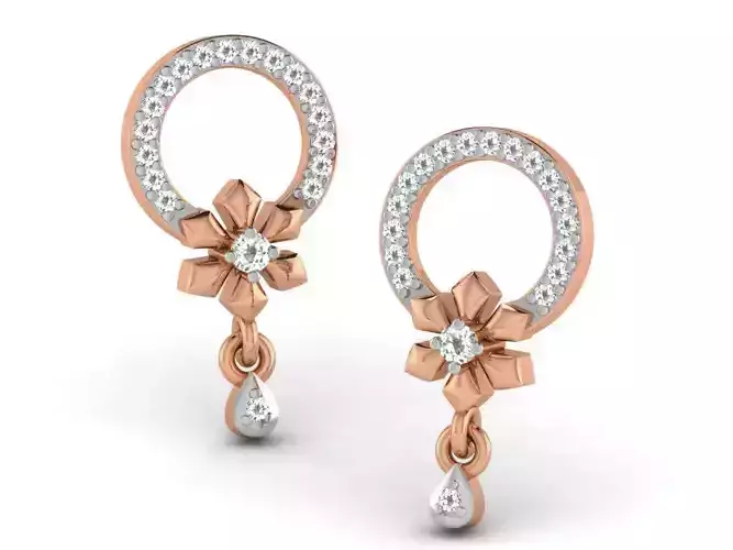 Women drop earrings 3dm render detail