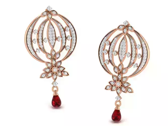 Women drop earrings 3dm render detail