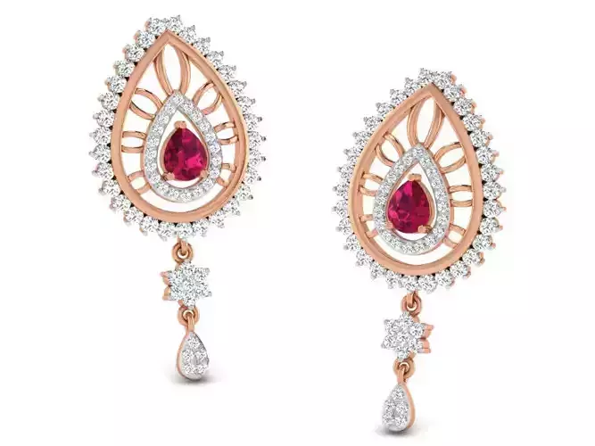 Women drop earrings 3dm render detail