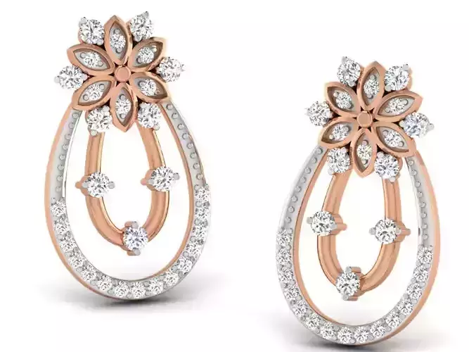 Women studs earrings 3dm render detail