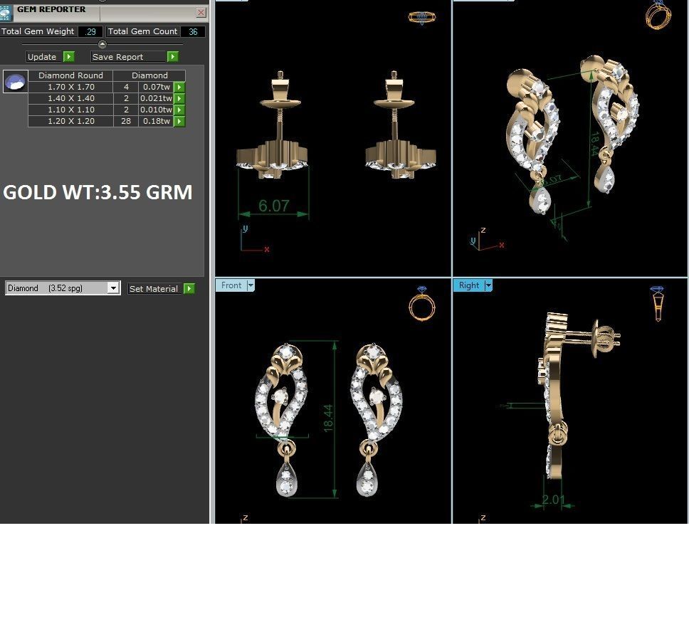 Women drop earrings 3dm render detail 3D print model_1