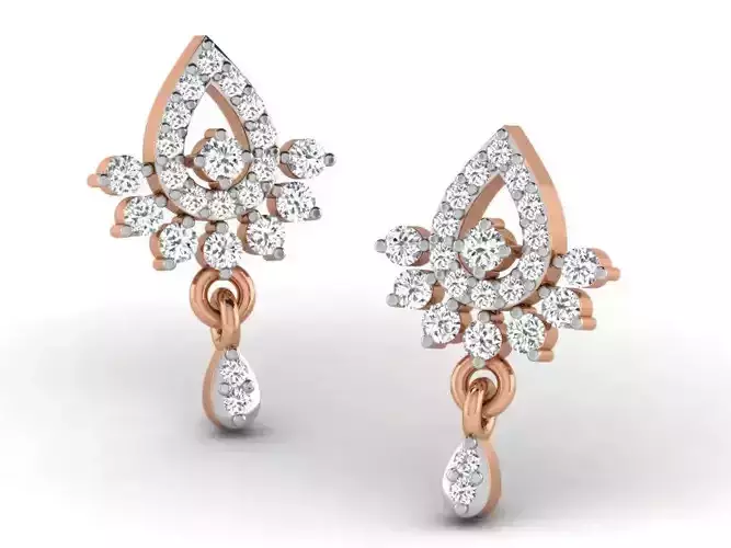 Women studs earrings 3dm render detail