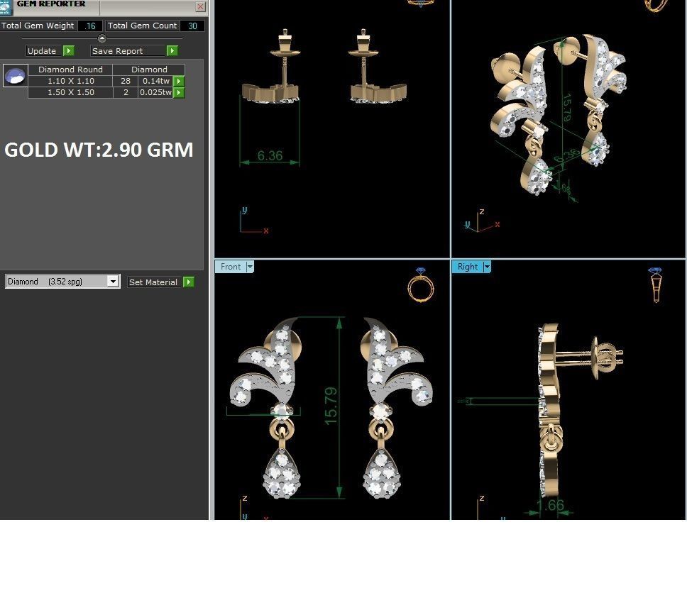 Women drop earrings 3dm render detail 3D print model_1